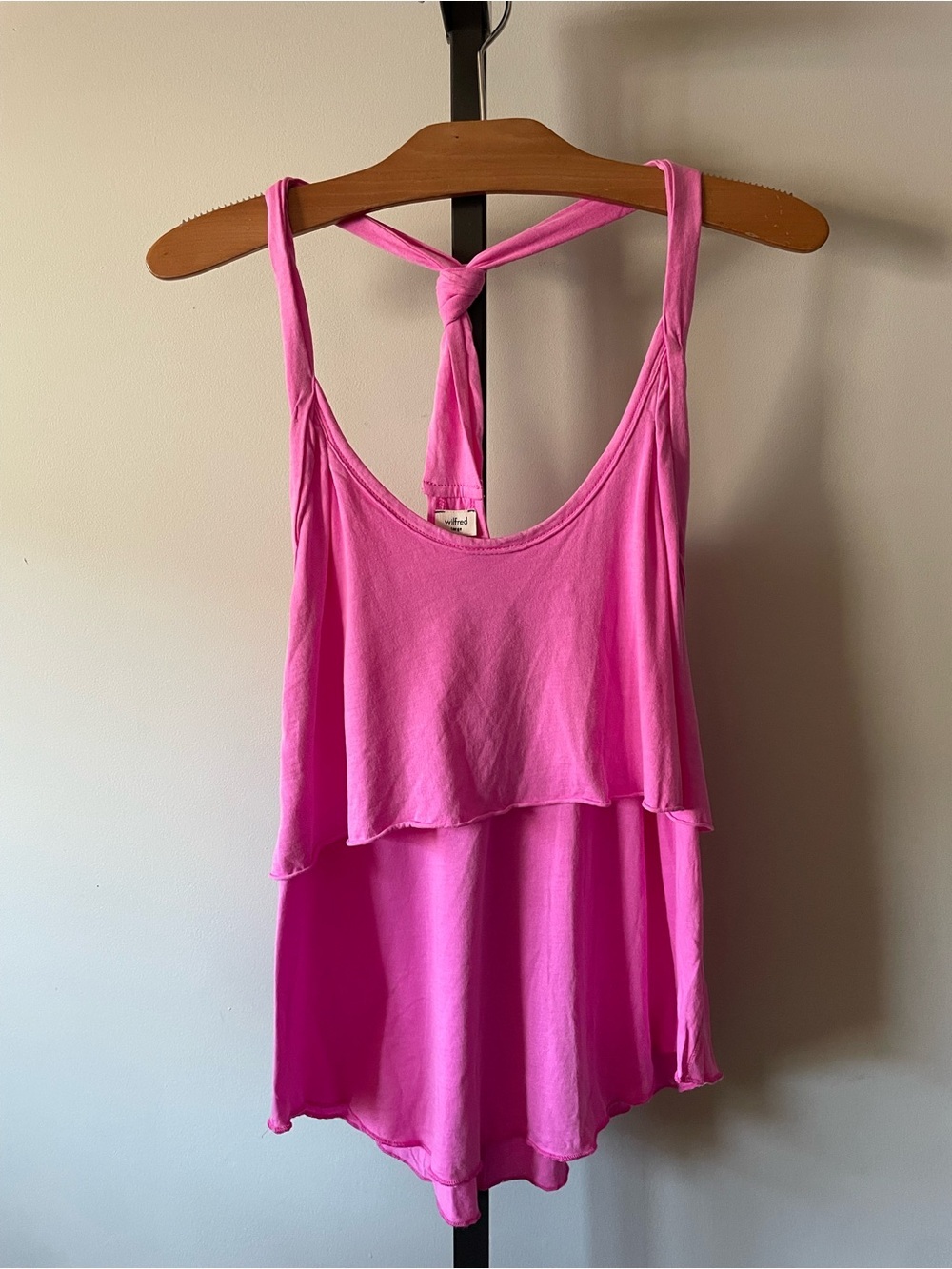 NEW Wilfred Fuchsia Pink Layered Tiered Racerback Knot Tank Top Size Large